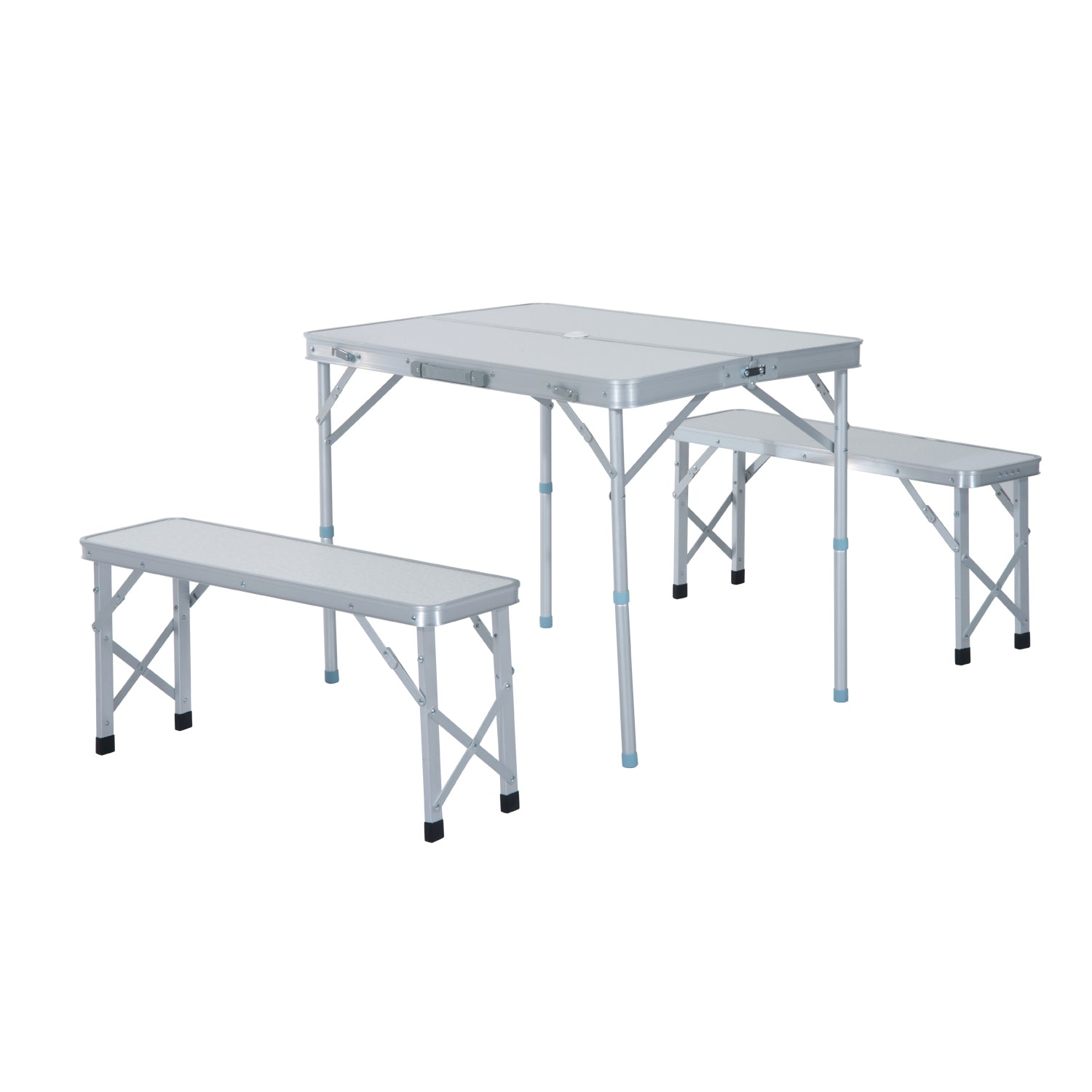 3 pcs Picnic Table Bench Set, Foldable, Aluminum Alloy