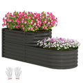 Two-Tier Galvanised Steel Garden Planter 150x60x57 cm - Dark Grey