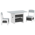 Kids Table and Chair Set, Toddler Table and 2 Chairs Set with 6 Removable Drawers, for Boys Girls Ages 3-8, Light Grey