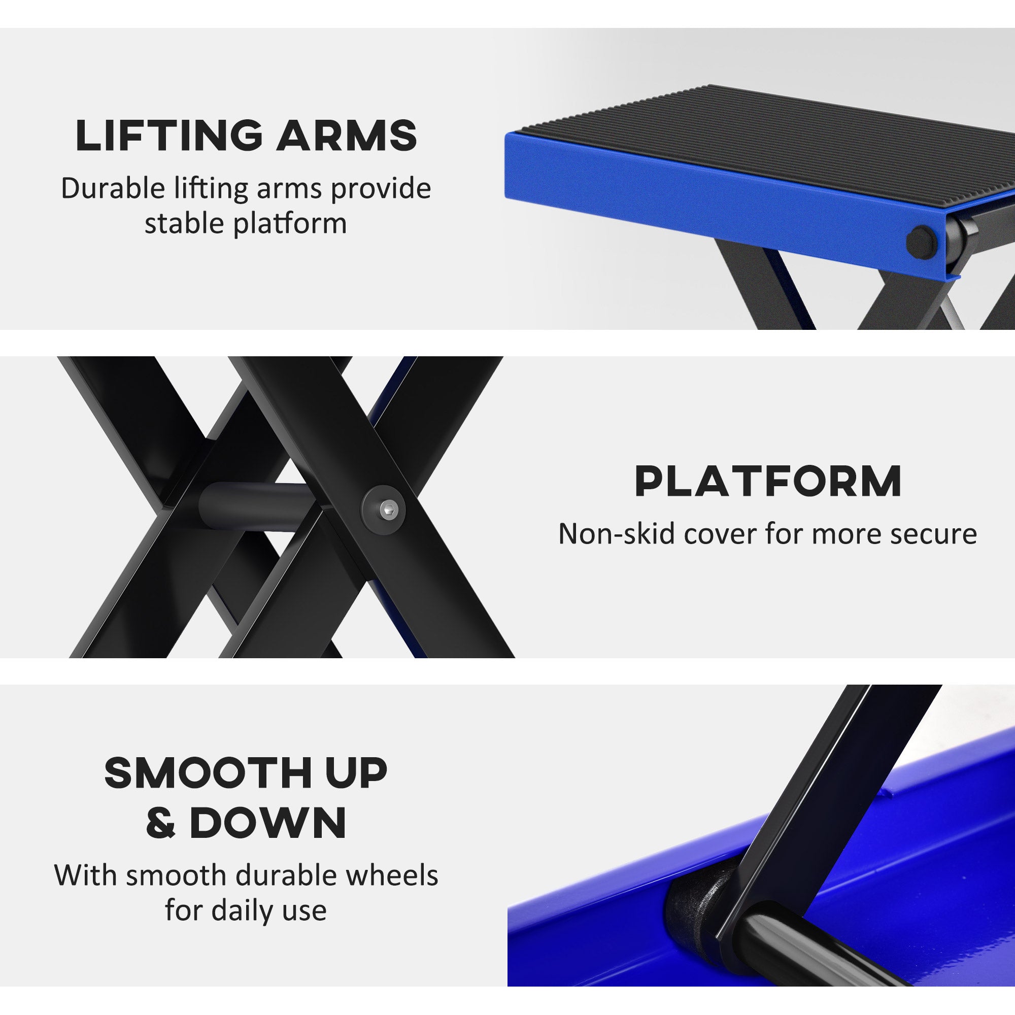 DURHAND 500KG Motorcycle Lift Scissor Jack, Height Adjustable Motorbike Stand with Anti-Slip Wide Deck, Heavy Duty Steel Motorbike Repair Lift Hoist Stand for Home Garage, Blue