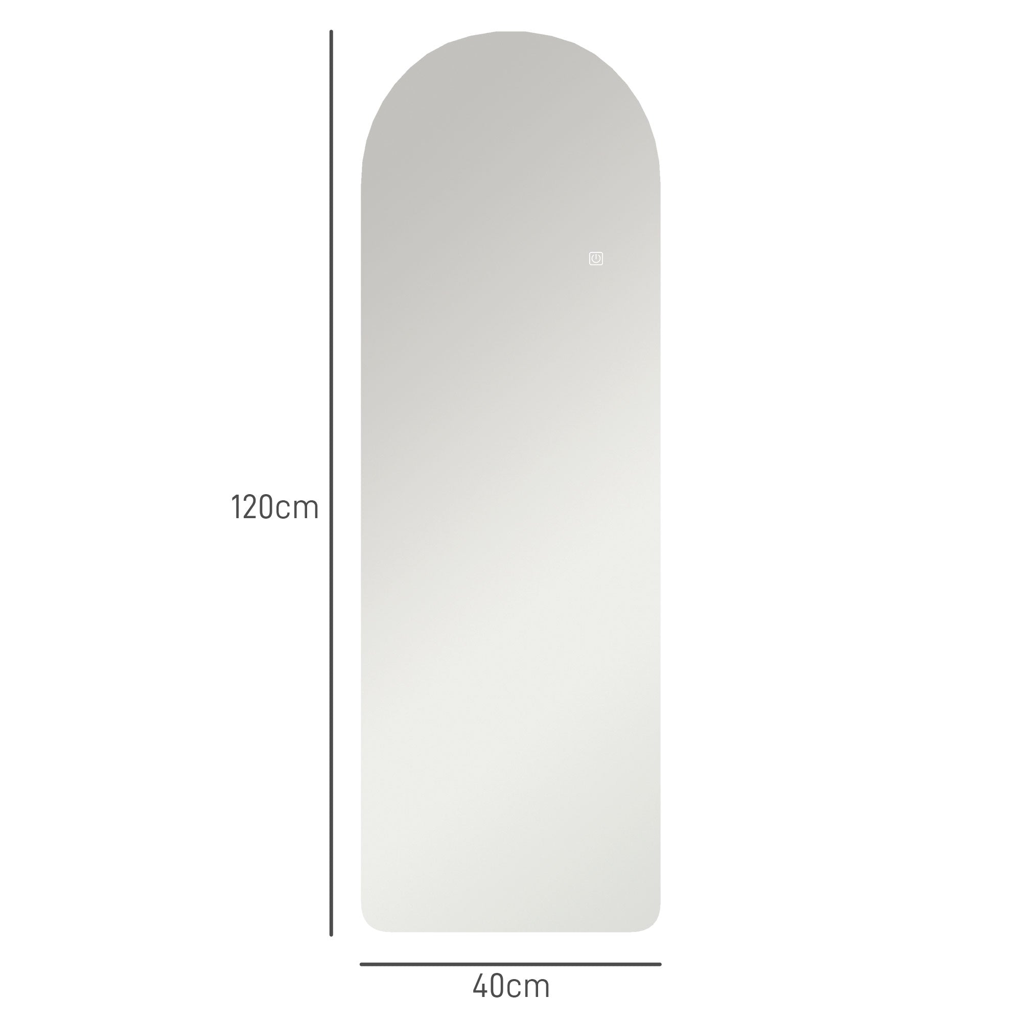 Arched Full Length Mirror with LED Lights, 120 x 40cm Backlit Frameless Wall Mirror with Dimming and 3 Colour Lighting for Living Room, Bedroom, Clear