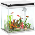 26L Glass Fish Tank with Filter System, LED Lights & Water Pump - White