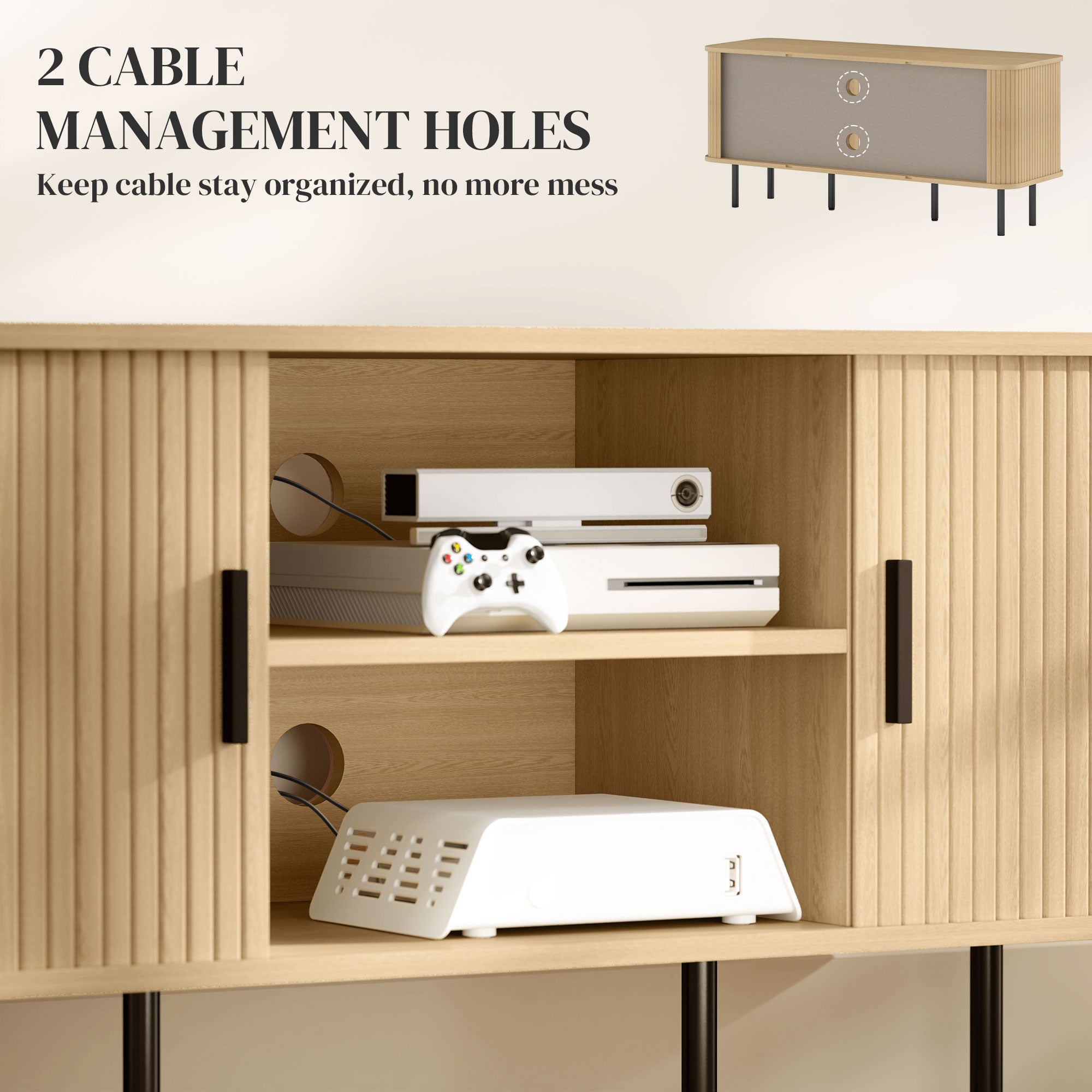 TV Stand Cabinet for TVs up to 55 Inches, TV Unit with Storage Shelves and Cupboard for Living Room, Oak Tone