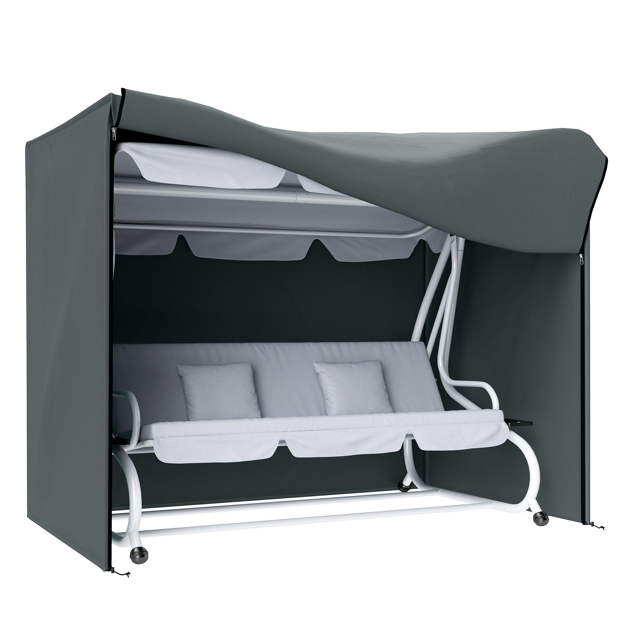 Three-Seater Waterproof Swing Chair Cover with Drawstring - Grey