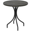 66cm Galvanised Steel Slatted Garden Table with Grey Wood Grain Top - Grey