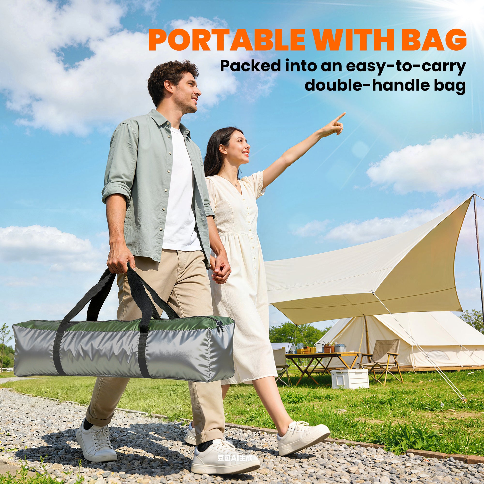 Double Layer Instant Pop Up Tent with Rainfly, Portable Camping Shelter with Sewn-in Groundsheet and Carry Bag, Khaki