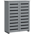 Narrow Shoe Cabinet for Entryway, 5-Tier Slim Shoe Storage Cabinet with 2 Slatted Doors and Adjustable Shelves Grey