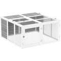 Rabbit Hutch with Openable Foldable Roof for 2-4 Pets - Light Grey