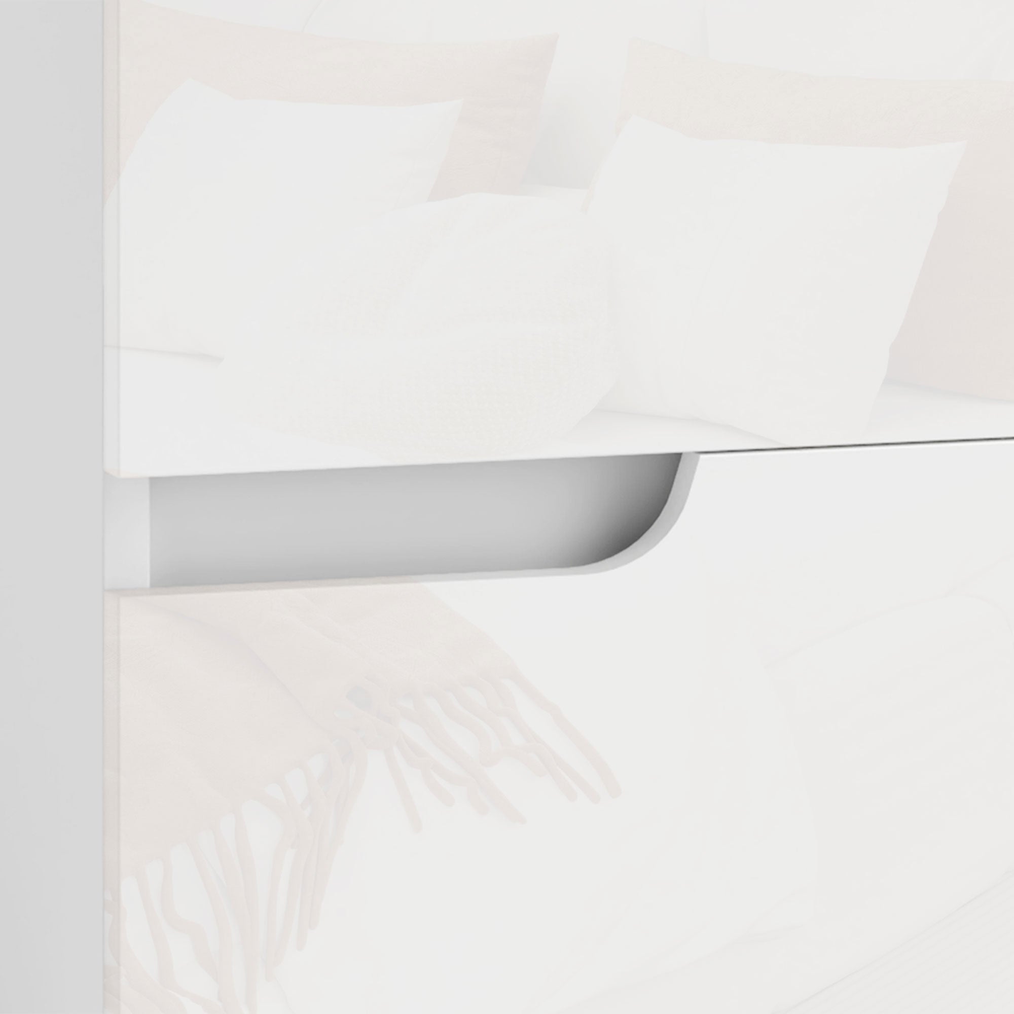 High Gloss Bedside Table - White