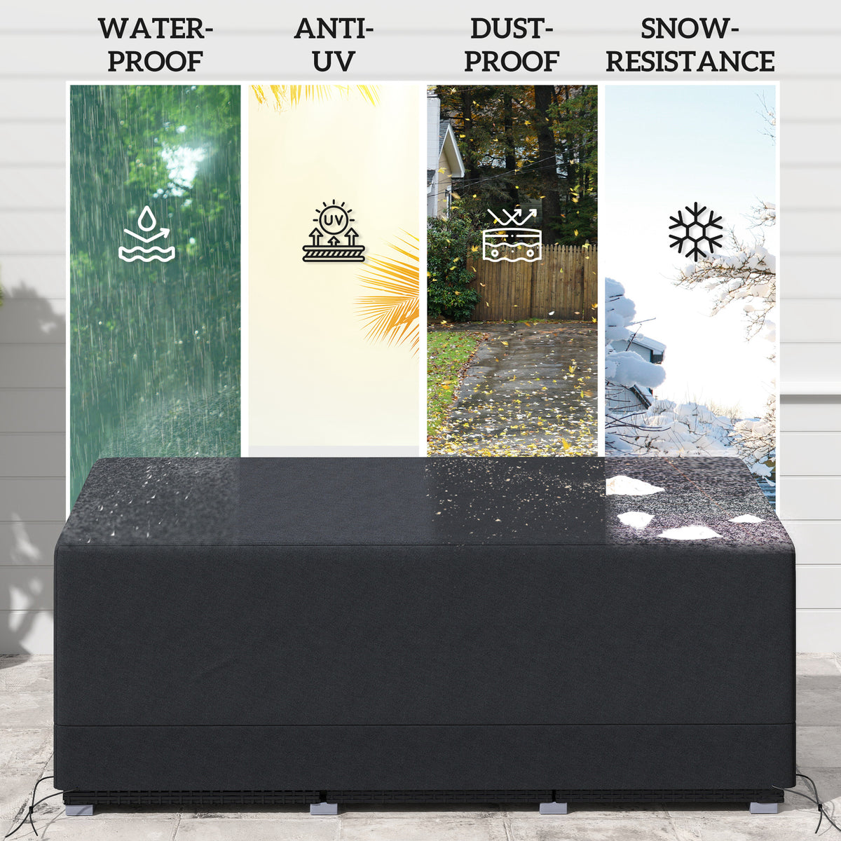 3 Seater Outdoor Sofa Cover Water & UV Resistant - Black