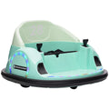 12V 360° Rotation Kids Bumper Car with Remote Control, Dual Joysticks, Music & Lights - Green