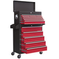 14 Drawer Two-Part Rolling Tool Storage Chest with Lockable Drawers - Red