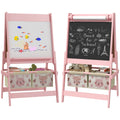 Three-In-One Kids Art Easel with Storage Baskets and Paper Roll - Pink