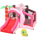 Inflatable Bounce House for Kids with Slide, Ball Pit, Basketball Hoop and Blower for Indoor Outdoor Garden, Pink