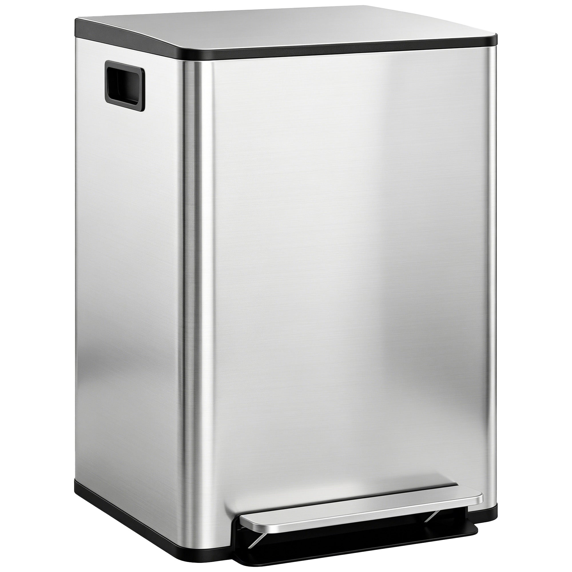 60L Dual Compartment Stainless Steel Bin, with Deodoriser Holders - Silver Tone