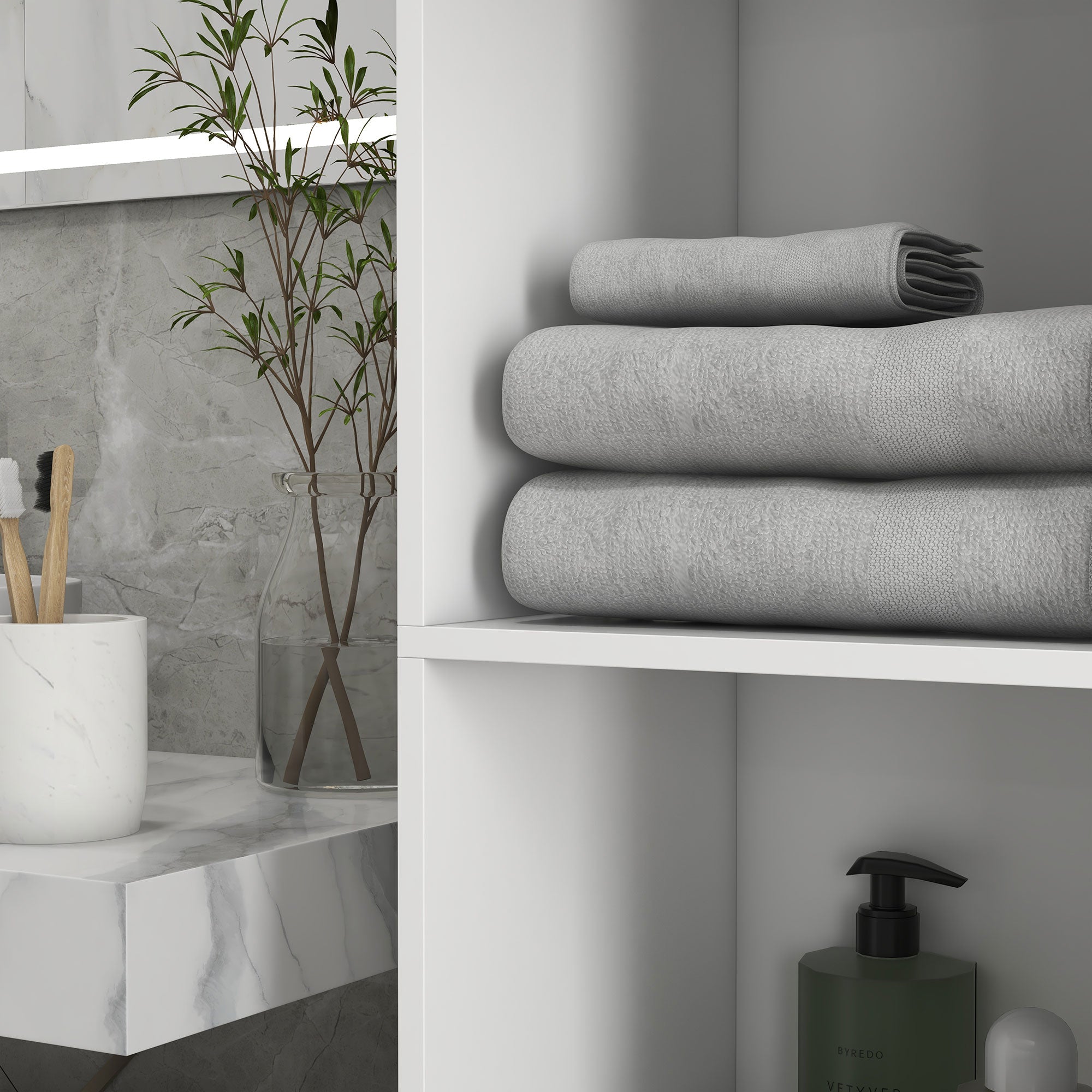 Multi-Storage Slim Bathroom Cabinet - High Gloss White