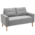 Two-Seater Sofa with Cushions and Button Tufting - Light Grey