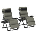 Set of Two Reclining Sun Loungers with Cushions - Grey