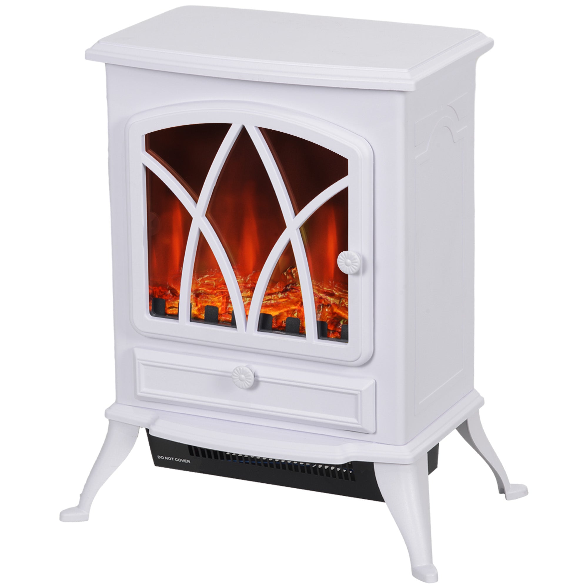 1kW-2kW Vintage Electric Fireplace Heater - White