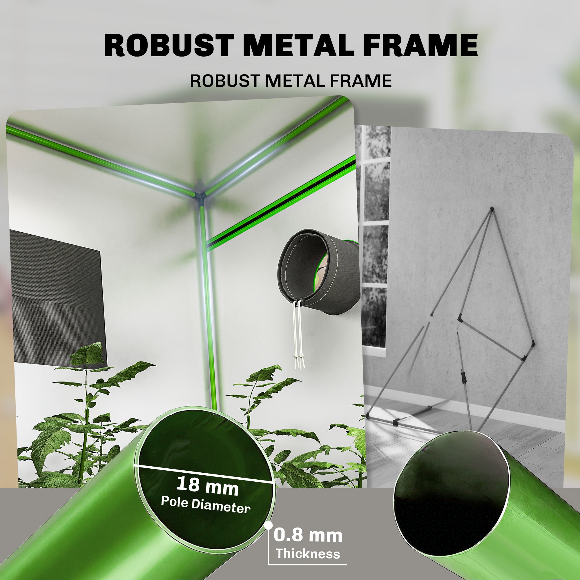 Grow Tent 120 x 120 x 200 cm, Reflective Mylar Hydroponic Growing Tent with 600D Oxford Fabric, Observation Window, Vent, Zipper Door for Indoor Plant Growing, Black