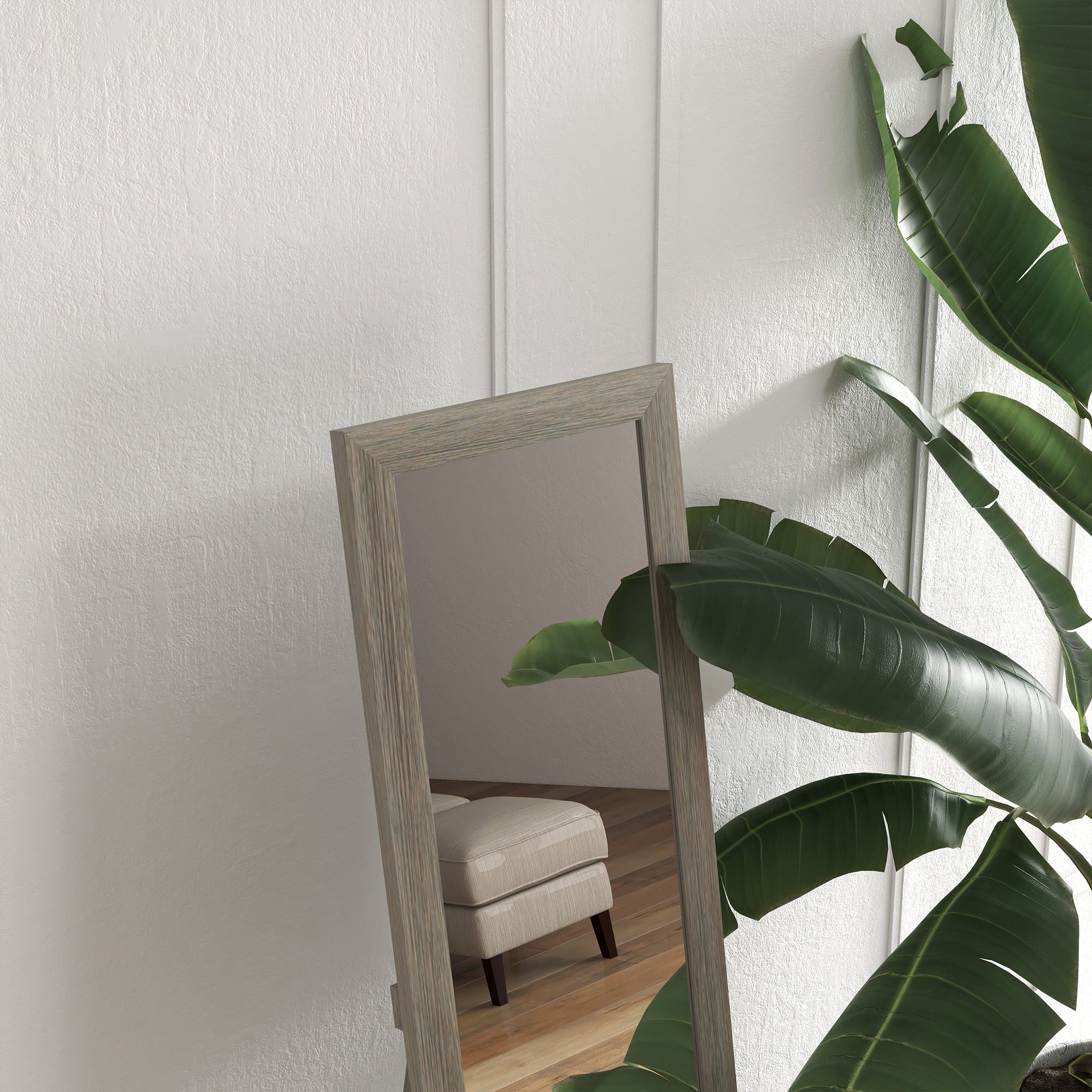 Full Length Mirror, 37 x 157 cm, Hanging or Freestanding, Rectangular Full Body Mirror for Living Room, Bedroom, Grey