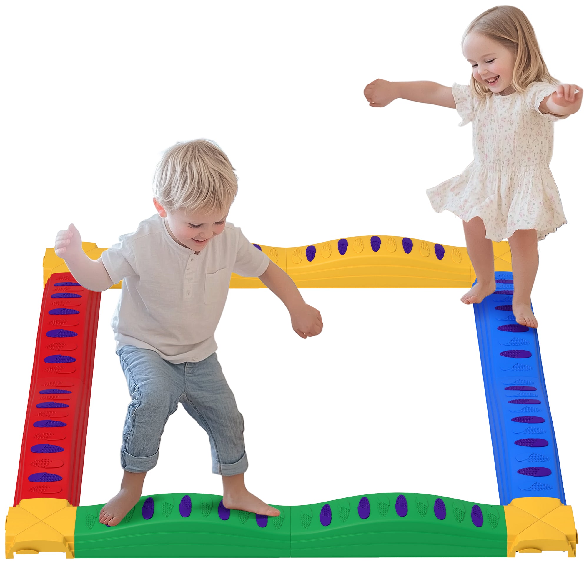 12PCs Kids Balance Beam Stepping Stones w/ Non-Slip Foot Pads