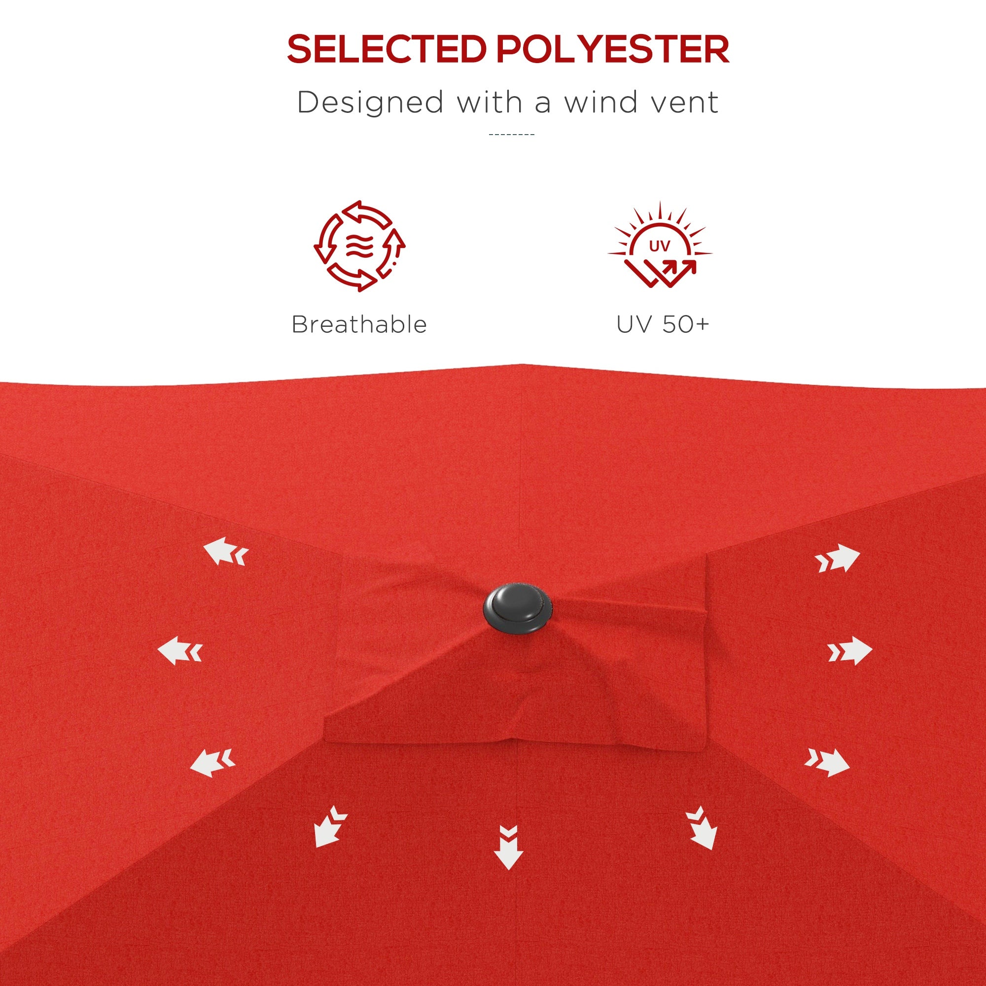 Set of 2 Rectangular Garden Parasol Umbrellas with Tilt - Wine Red