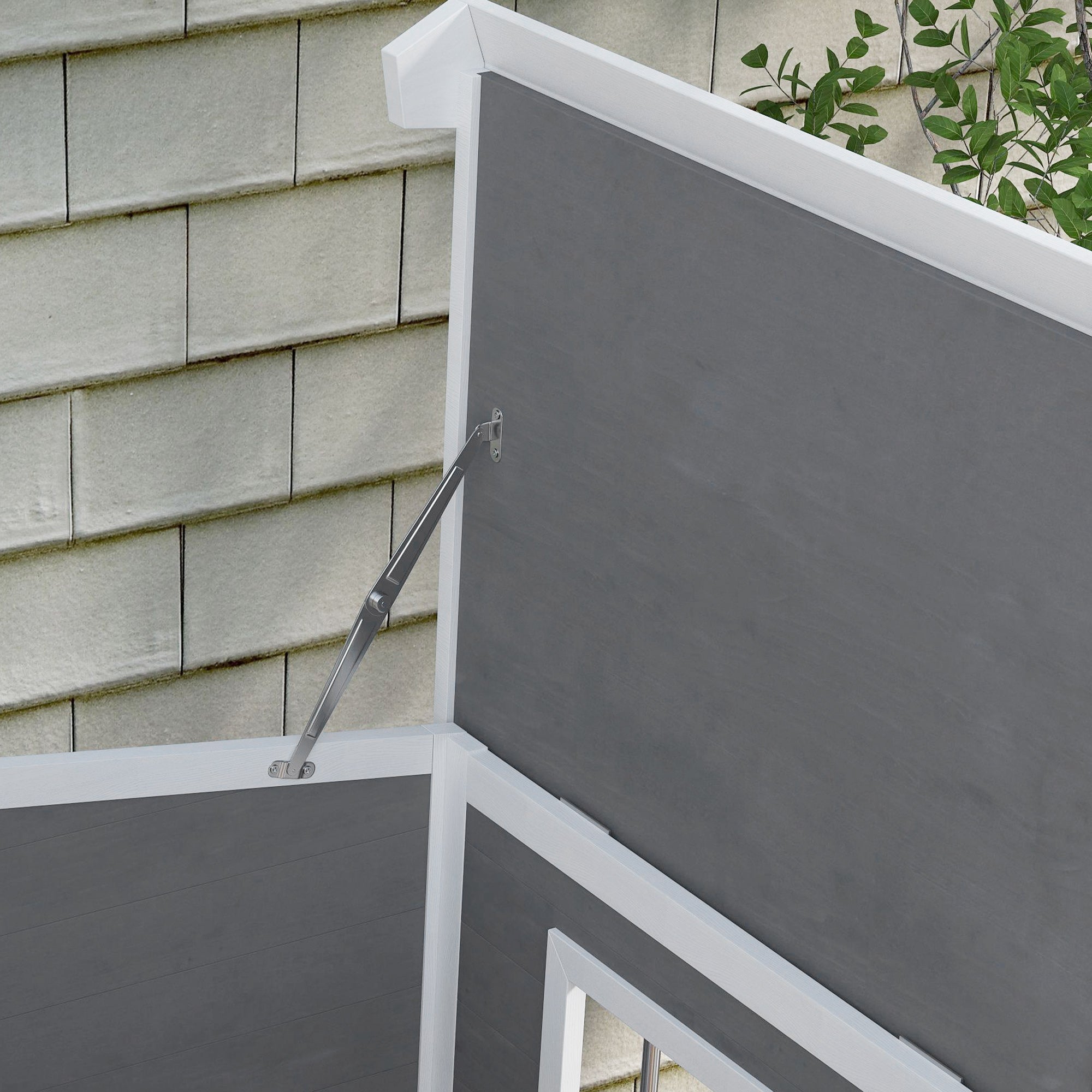 Wooden Dog Kennel with Removable Floor, Asphalt and Openable Roof, Giant Window for Large Dogs, Charcoal Grey