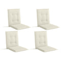 Set of 4 Padded Cotton Garden Seat Cushions with Tie Fastenings - White