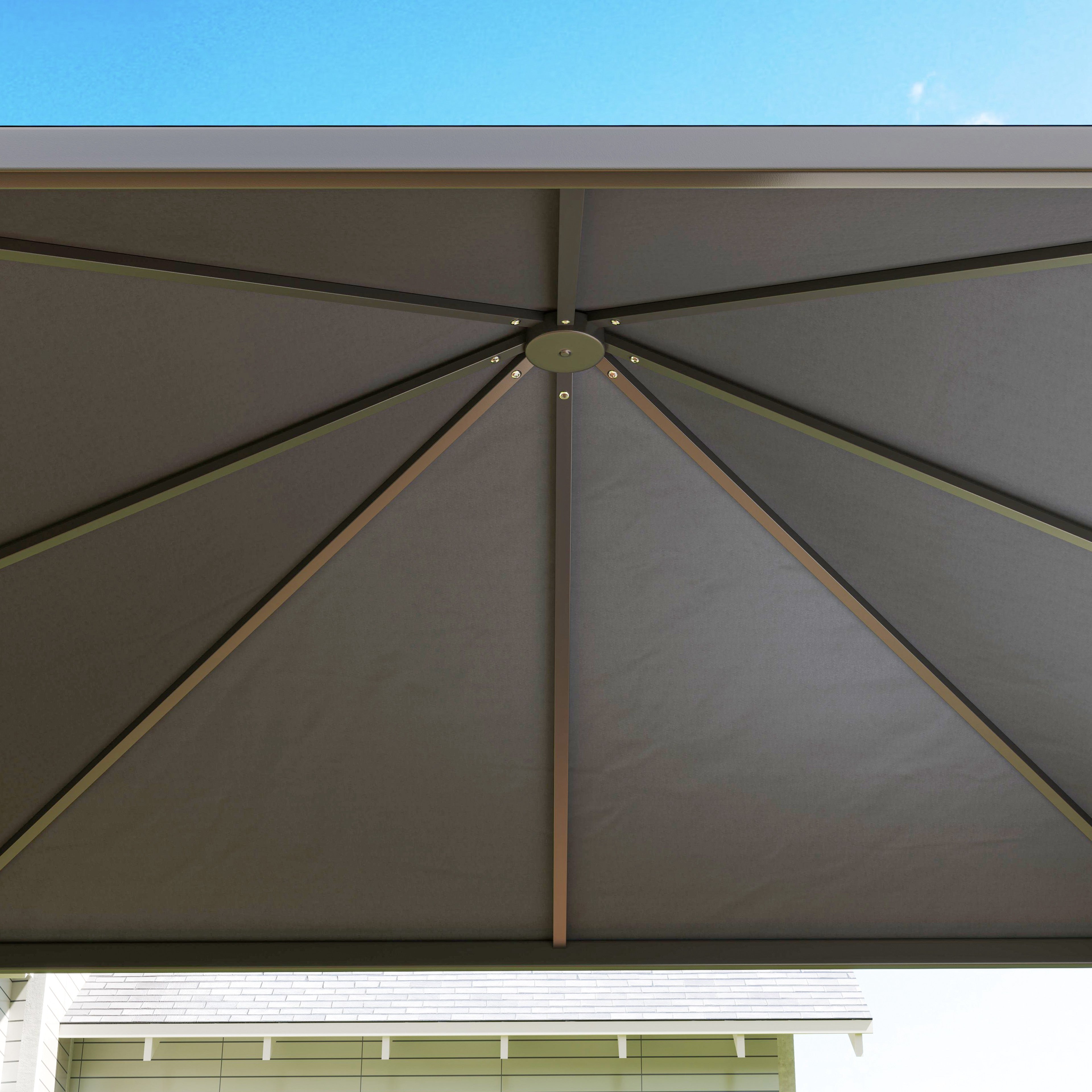 3 x 6m Extendable Metal Garden Gazebo with Wheels and UPF30+ Canopy