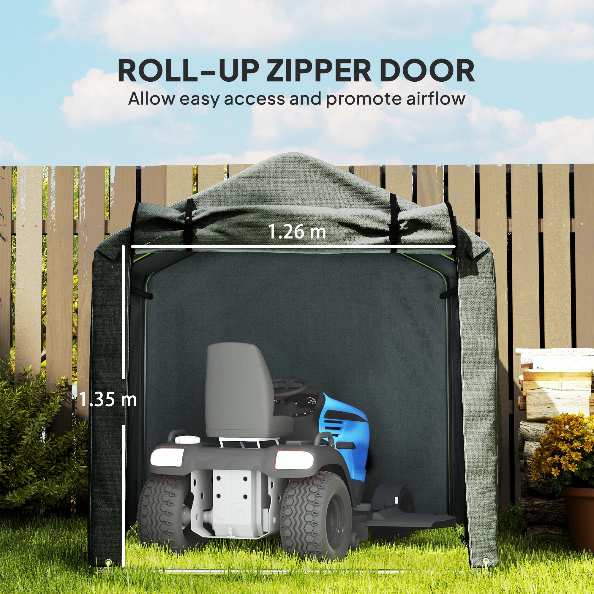 Garden Storage Tent 2.2x1.6m Waterproof UV-Resistant Dark Grey