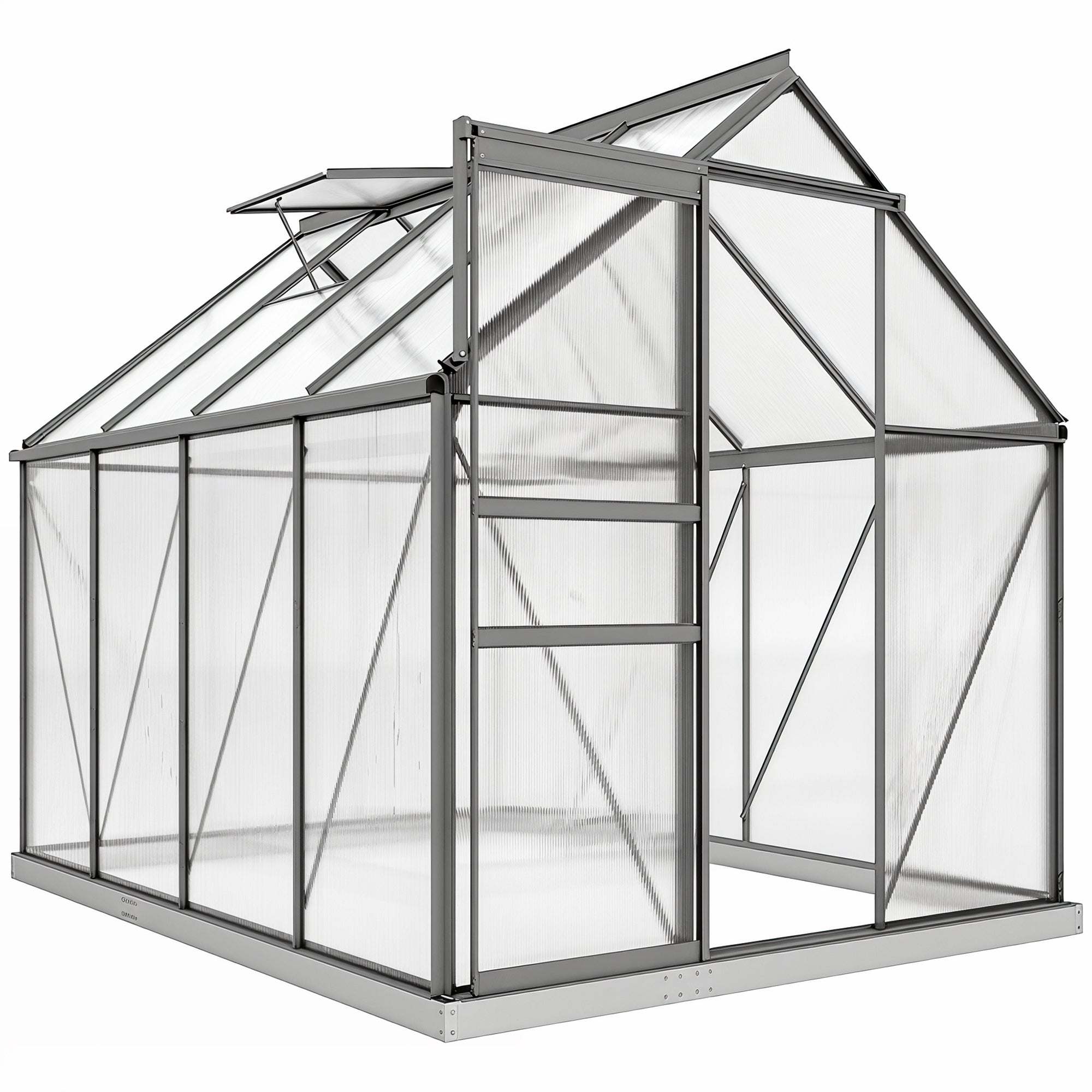 190 x 253 cm Walk-In Polycarbonate Greenhouse - Dark Grey