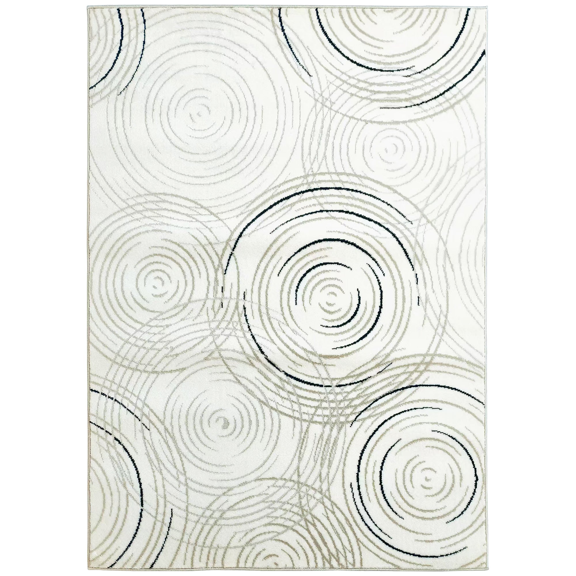 Modern Area Rug, Swirl Pattern Machine Washable Rug, Allergy-Friendly Floor Carpet for Living Room, Bedroom, Dining Room, Home Office, 170 x 120 cm, Cream White
