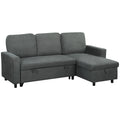Convertible L-Shaped 3 Seater Sofa Bed with Storage and Reversible Chaise - Charcoal Grey
