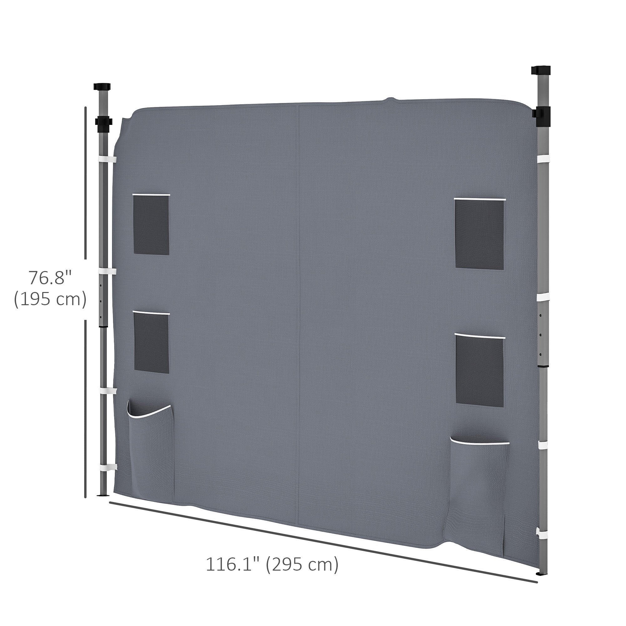 Replacement Gazebo Sidewall 195 x 295cm Oxford Fabric - Grey