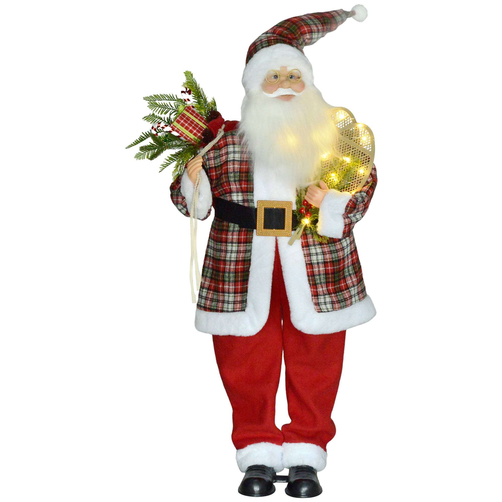 4'3" Animated Santa Claus Figure, with Sound and Lights - Red/Green