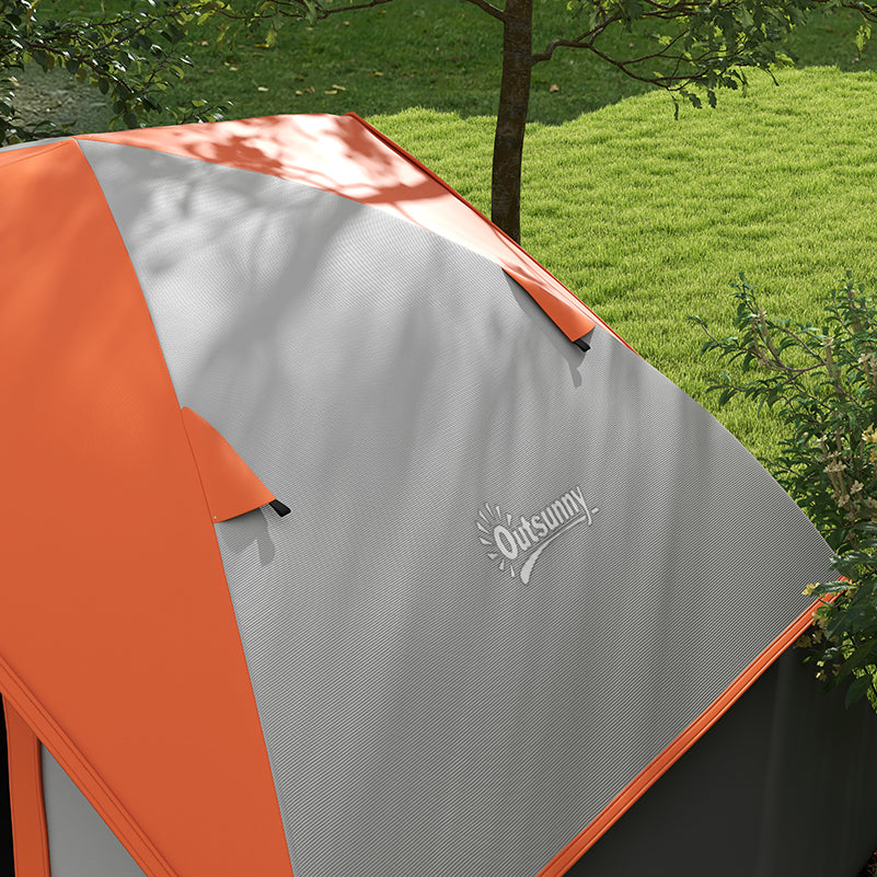 Two Man Single Room Dome Tent, with Accessories - Orange/Grey