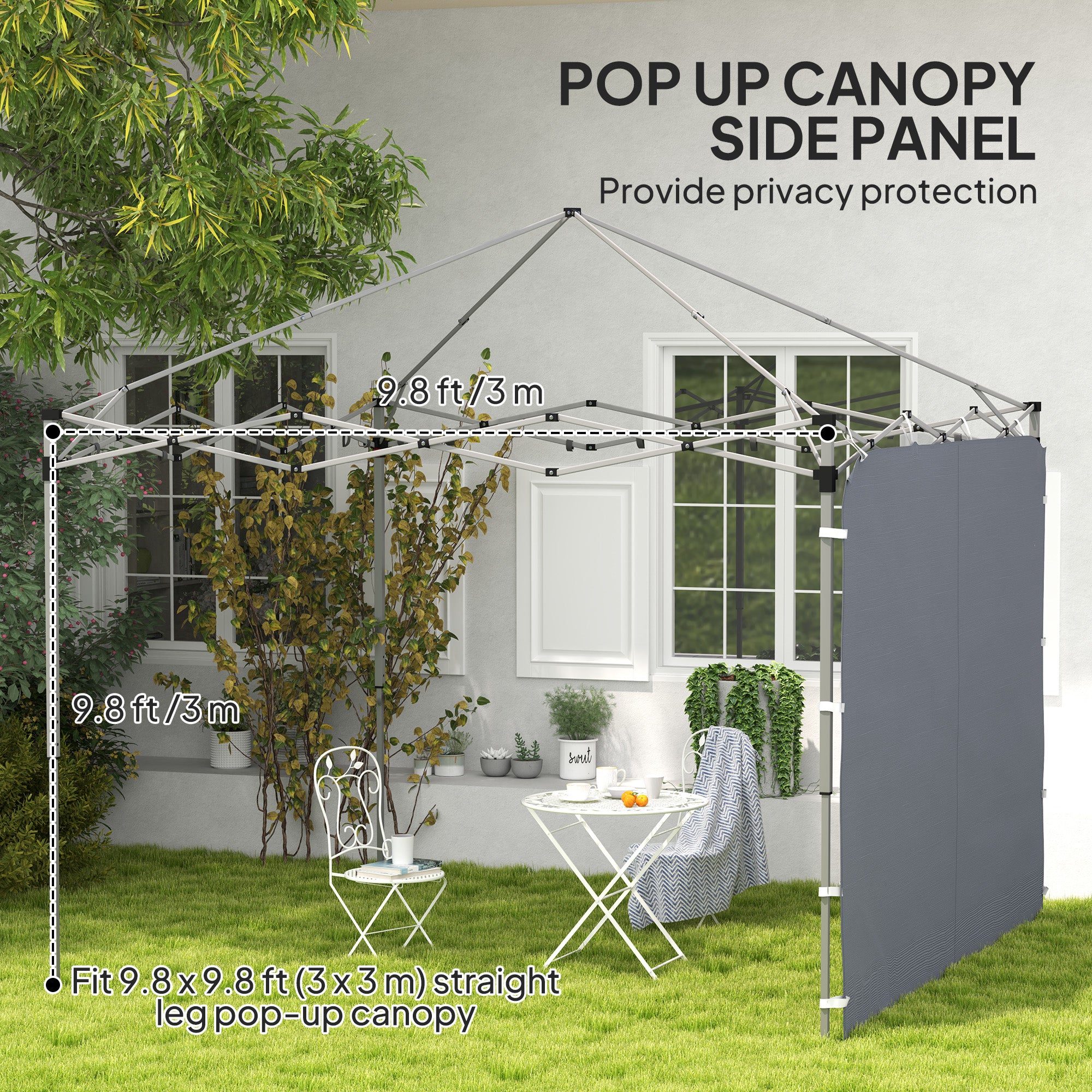 Replacement Gazebo Sidewall 195 x 295cm Oxford Fabric - Grey