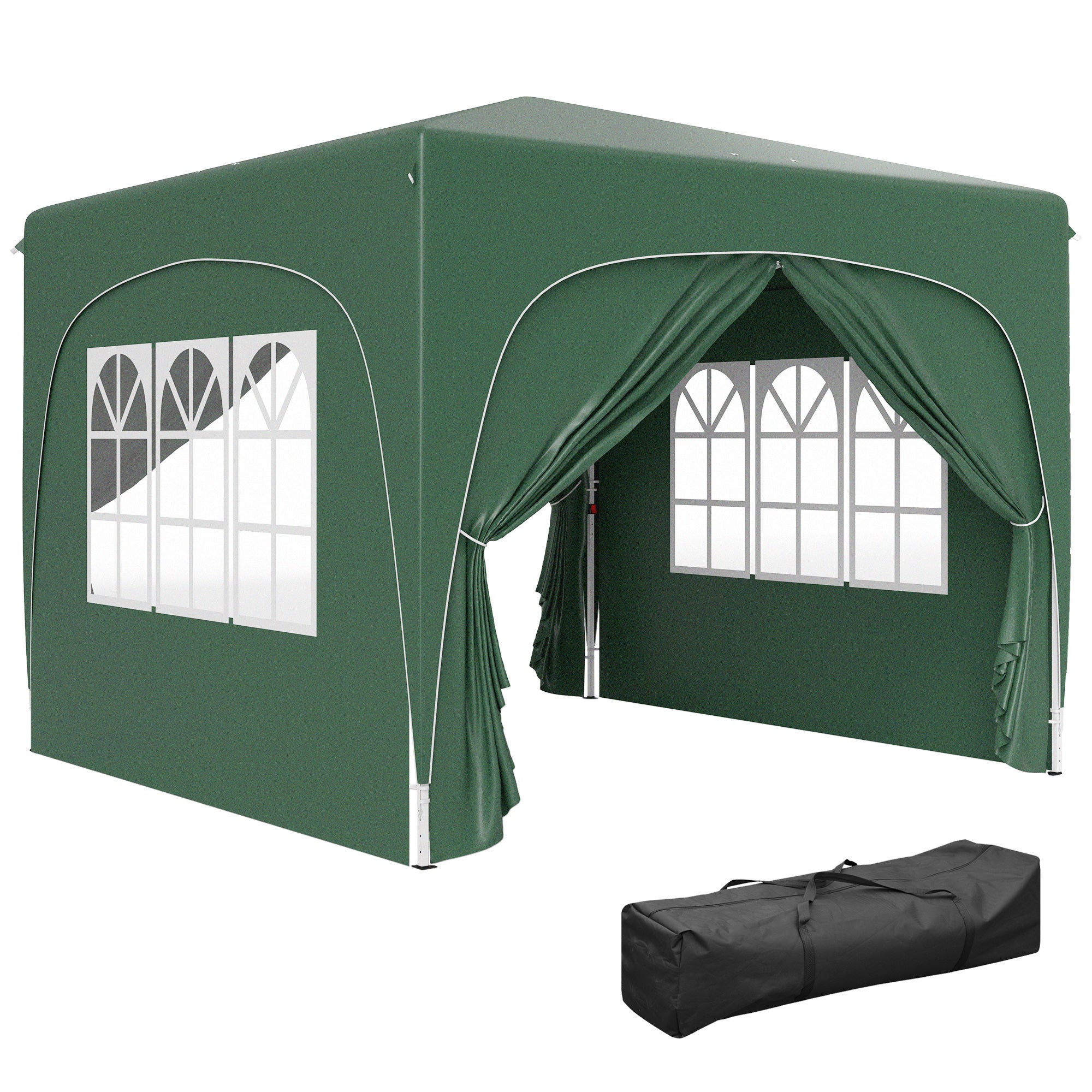 3 x 3m Pop-Up Gazebo Shelter with UPF50+ Canopy - Dark Green