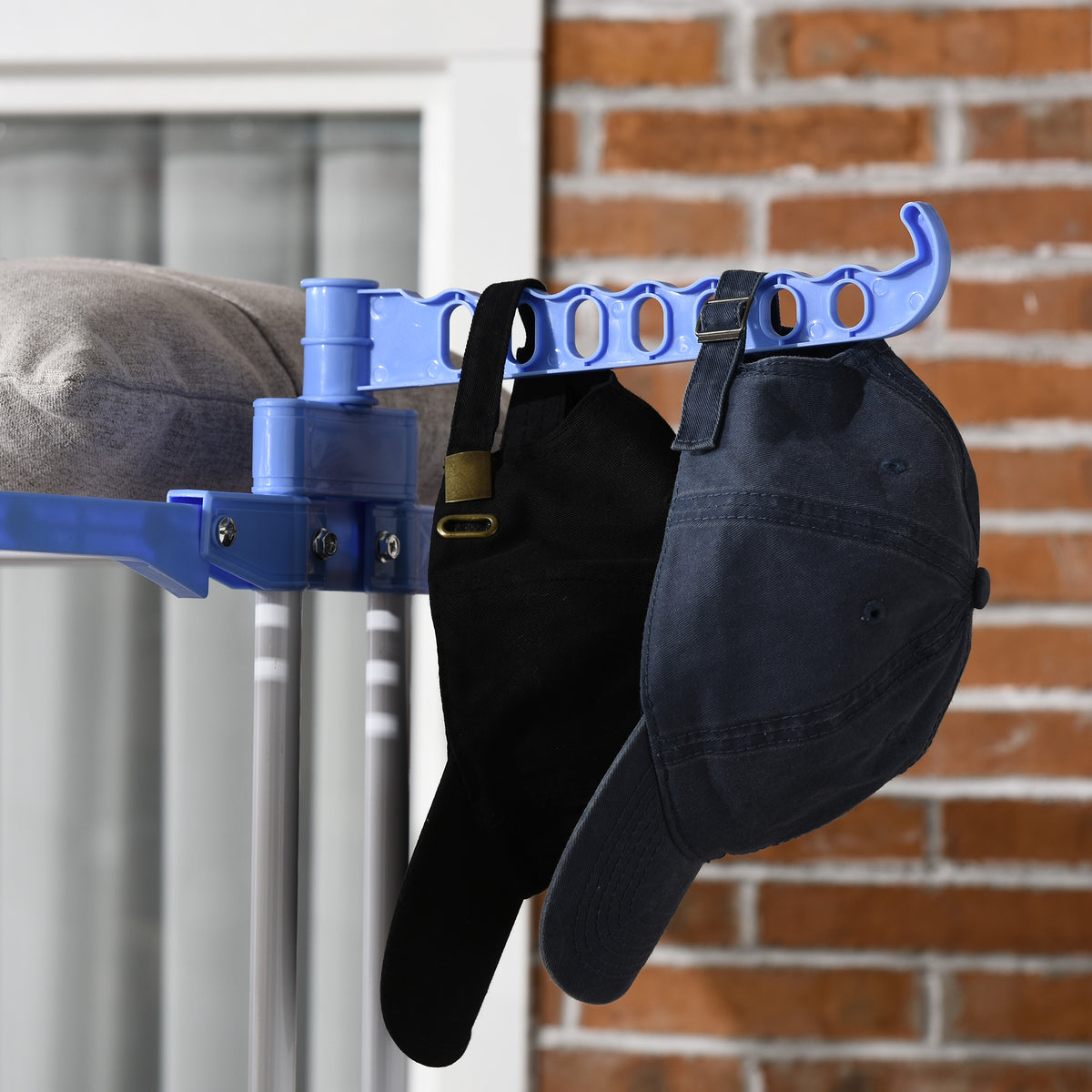4-Tier Foldable Steel Clothes Drying Rack with Castors for Indoor & Outdoor Use - Blue