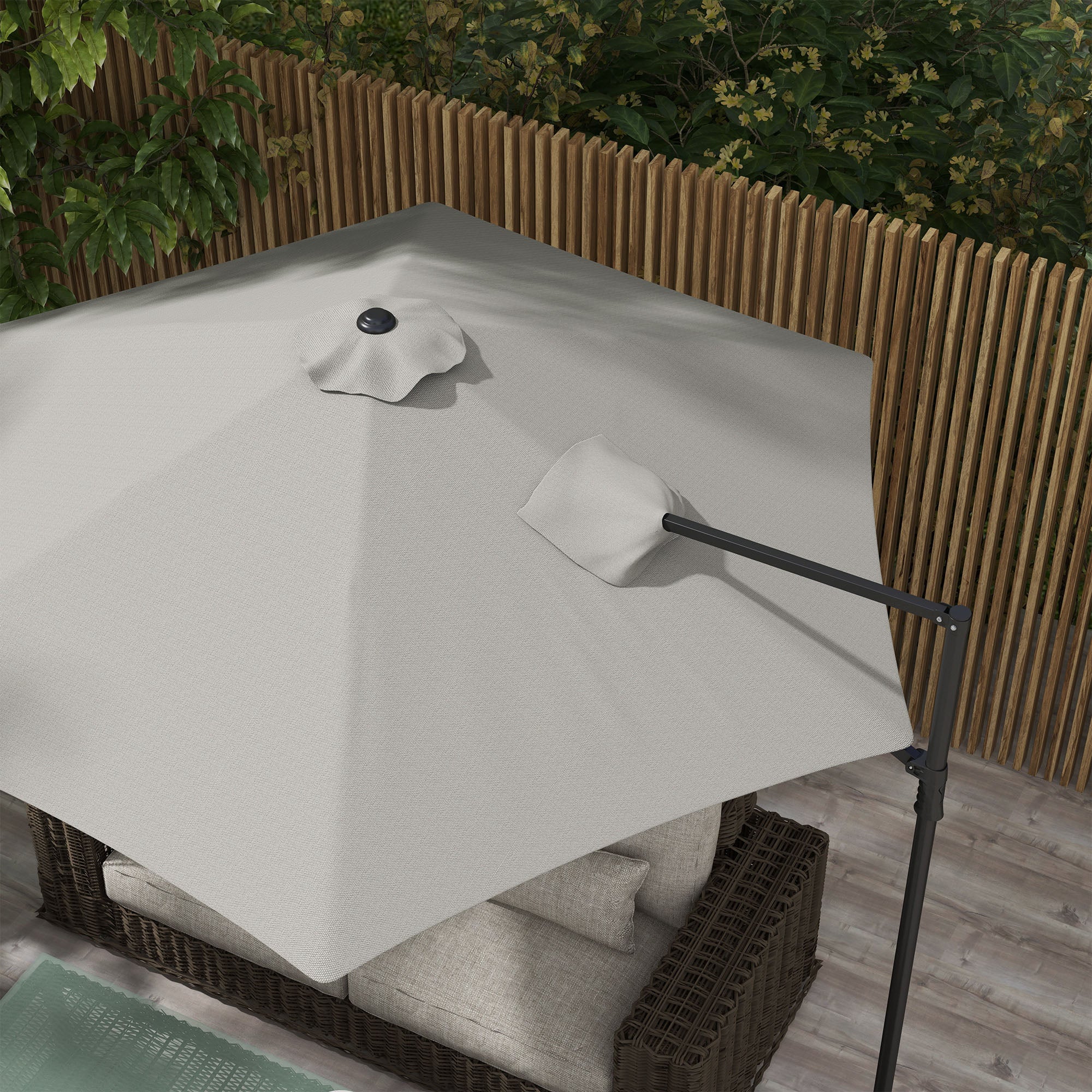 2.5m Rotating Cantilever Parasol With Base - Light Grey Polyester