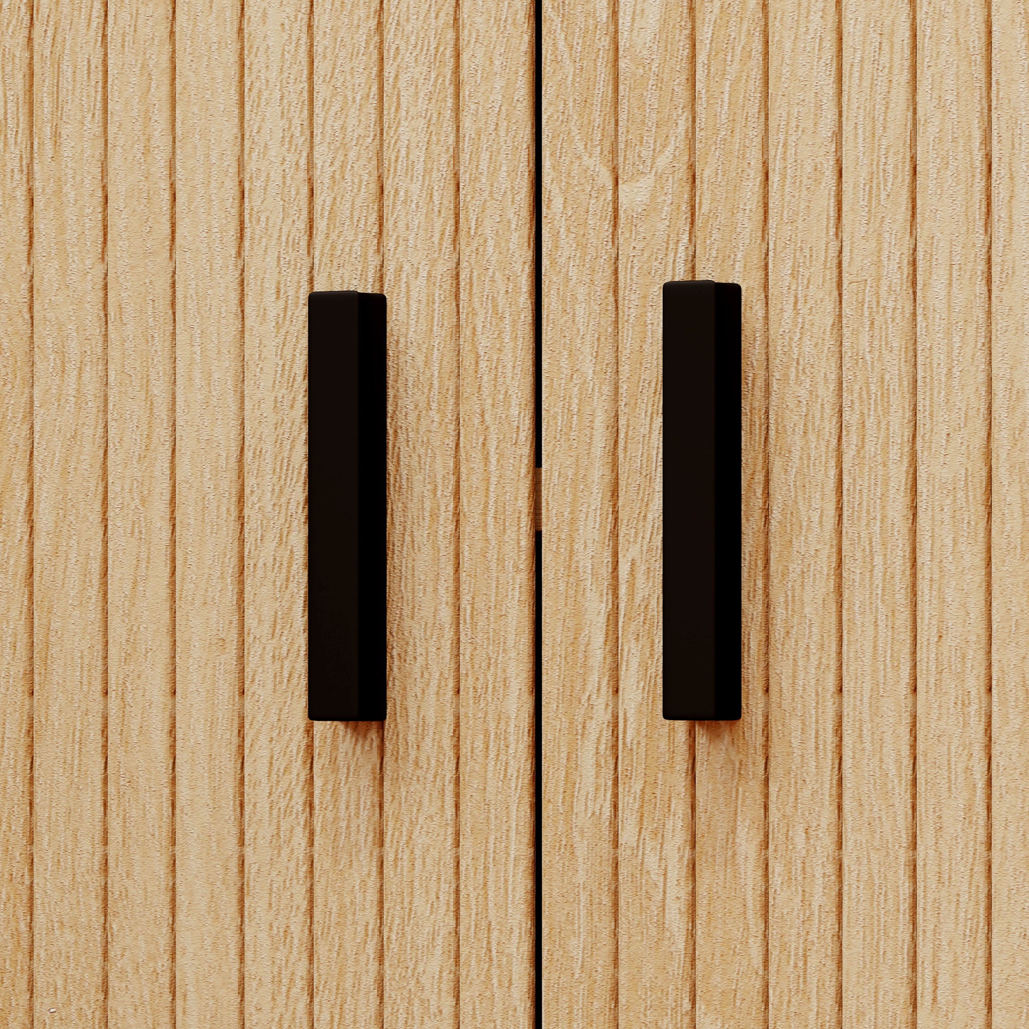 Bedside Table, Nordic Side Table with Roller Shutter Style Sliding Doors and Metal Legs for Bedroom, Living Room, Oak Tone