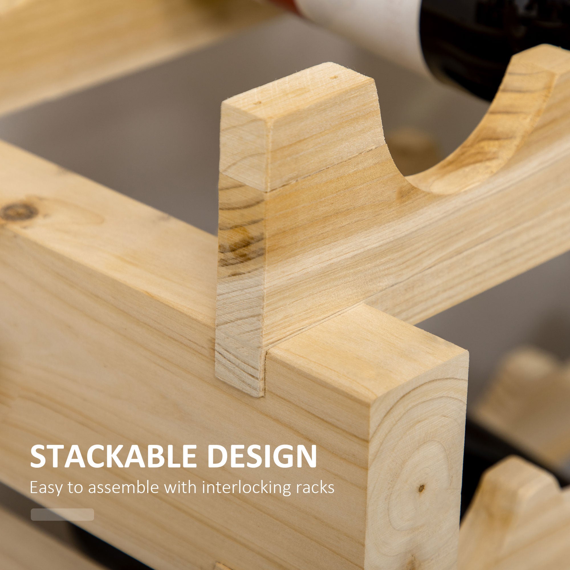 Six-Tier, 72 Bottle Wooden Wine Rack Set of 2 - Natural