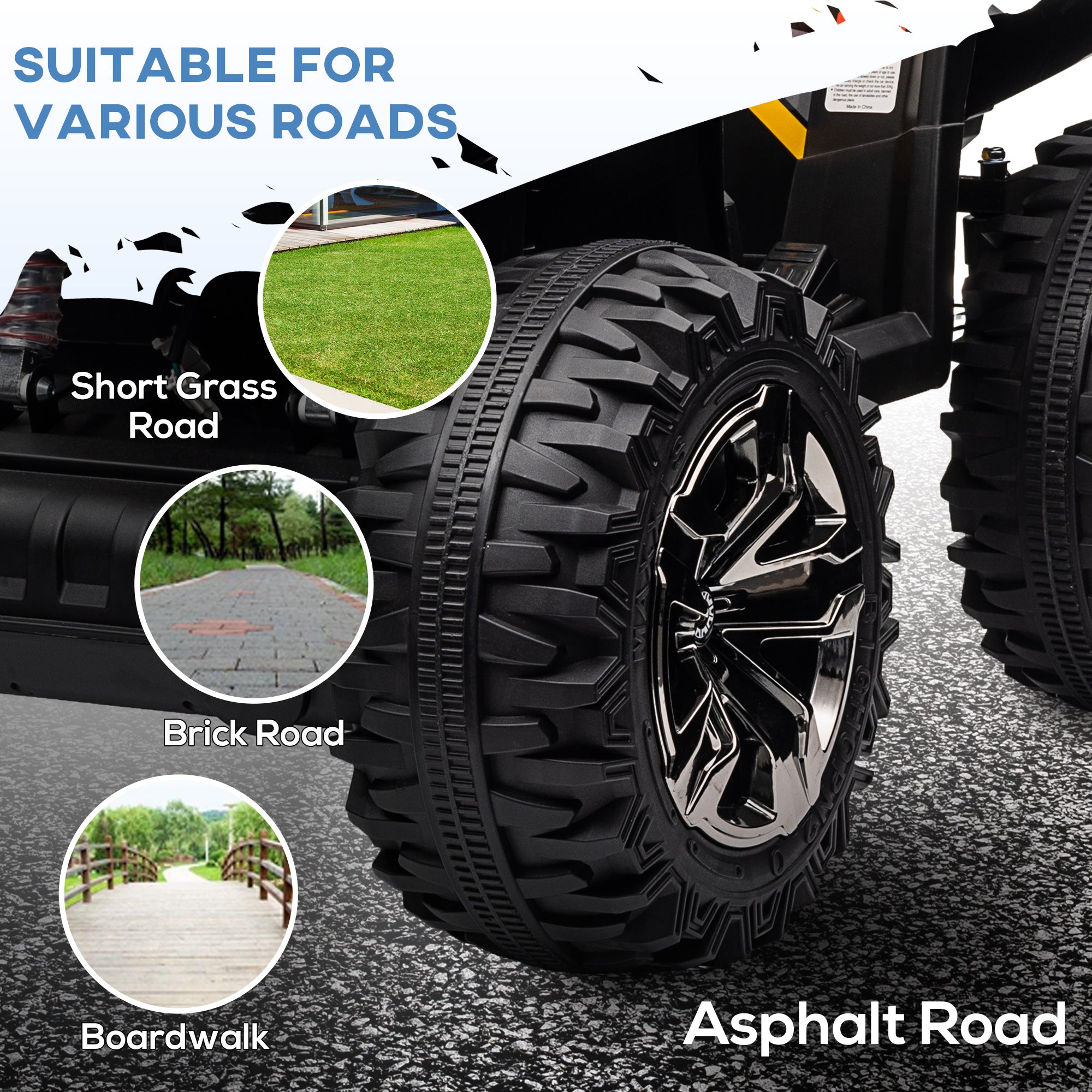 12V Quad Bike ATV with LED Lights, Music, Backrest, Forward, Backward, Yellow