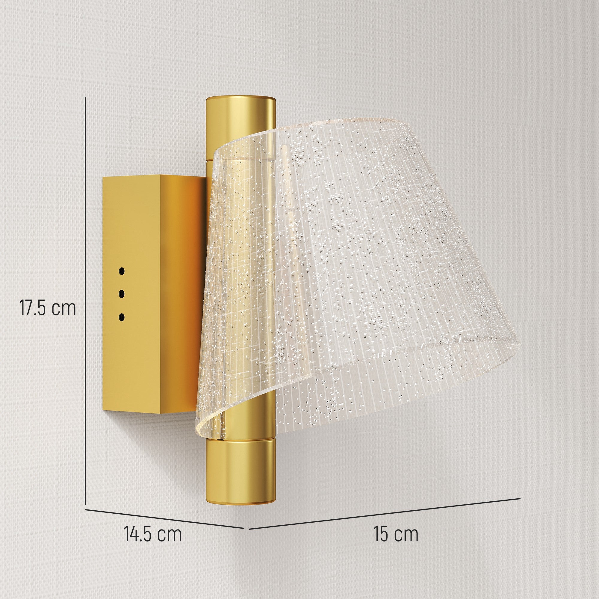 Led Wall Lamp 2 Pack, 5W Modern Indoor Starry Wall Light, Colour Temperature Adjustable 3000K/4000K/6500K, for Bedroom, Living Room, Hallway, Stairs, Gold Tone