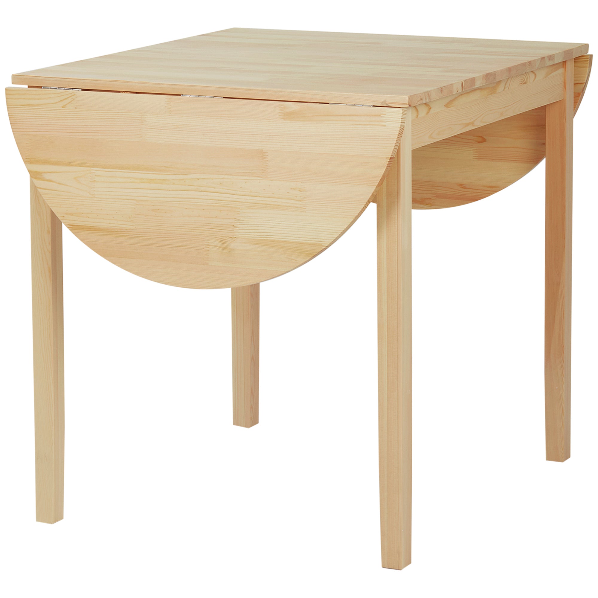 4-6 Person Wooden Drop-Leaf Table - Natural Finish