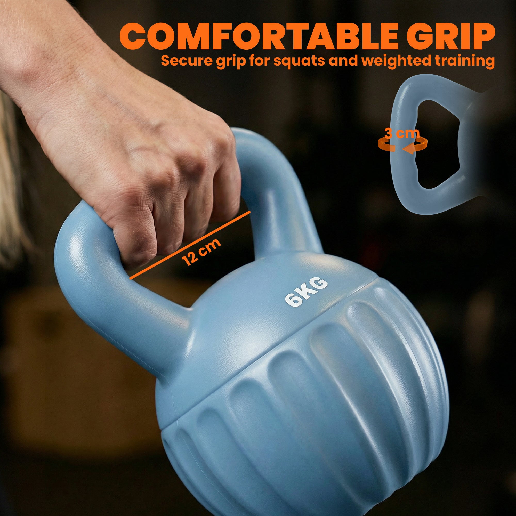 Kettlebell for Strength Training Kettle Bell with Non-Slip Handle 6 kg Blue