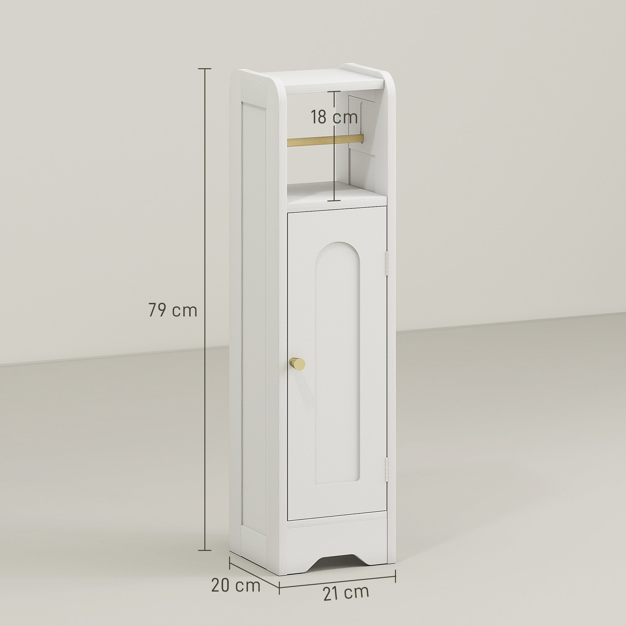 Small Bathroom Storage Cabinet with Toilet Roll Holder - White