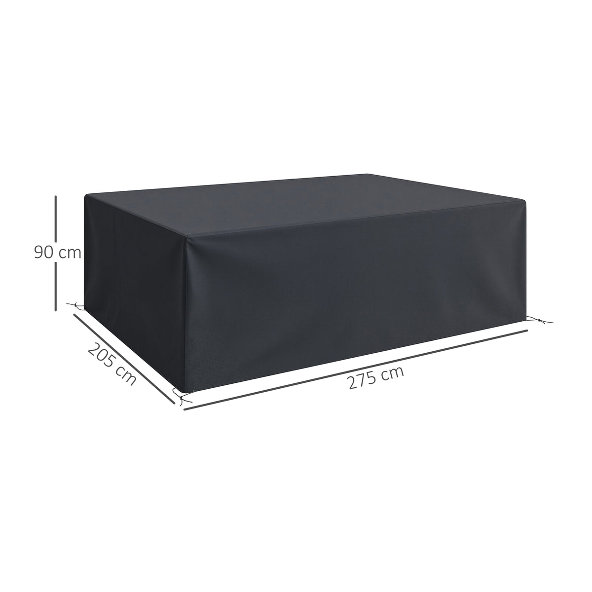 600D Oxford Waterproof Outdoor Sofa Set Cover with Pull Cords - Black