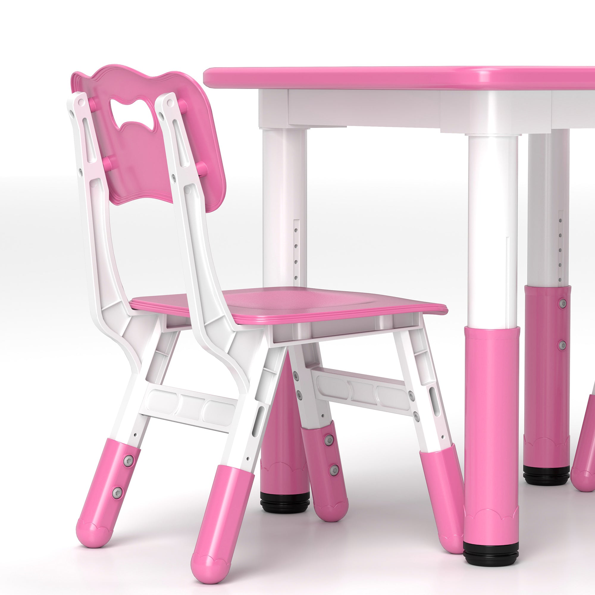 3 Piece Height Adjustable Toddler Table and Chair Set - Pink